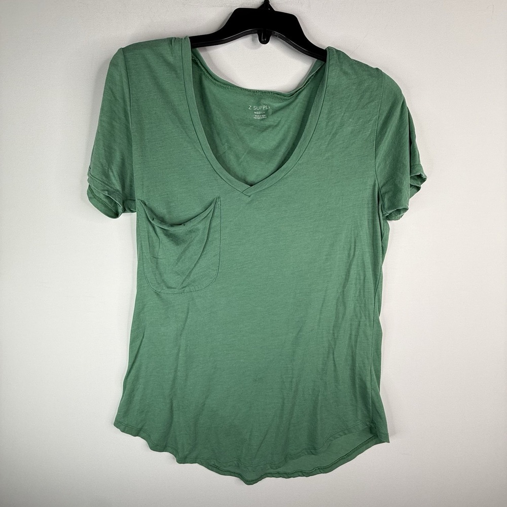 Z supply Women's Green T-Shirt Medium V Neck